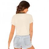 Cream cotton women's western wear t-shirt, printed design for casual style (S36, M38, L40)