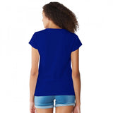 Royal Blue printed cotton women's western wear T-shirt, suitable for machine or hand wash