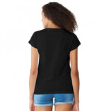 Black cotton western print T-shirt for women, suitable for machine or hand wash