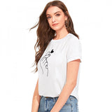 White cotton western wear t-shirt with printed design, women's casual apparel for fashionable lifestyle