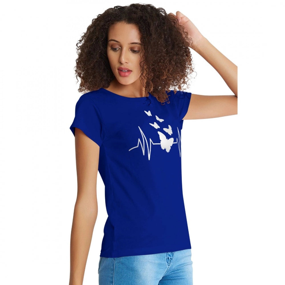 Royal Blue cotton western wear t-shirt for women, printed design on front, suitable for machine wash or hand wash (S36, M38, L40, XL42)