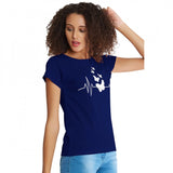 Blue cotton western print t-shirt for women, machine washable (S-XL)