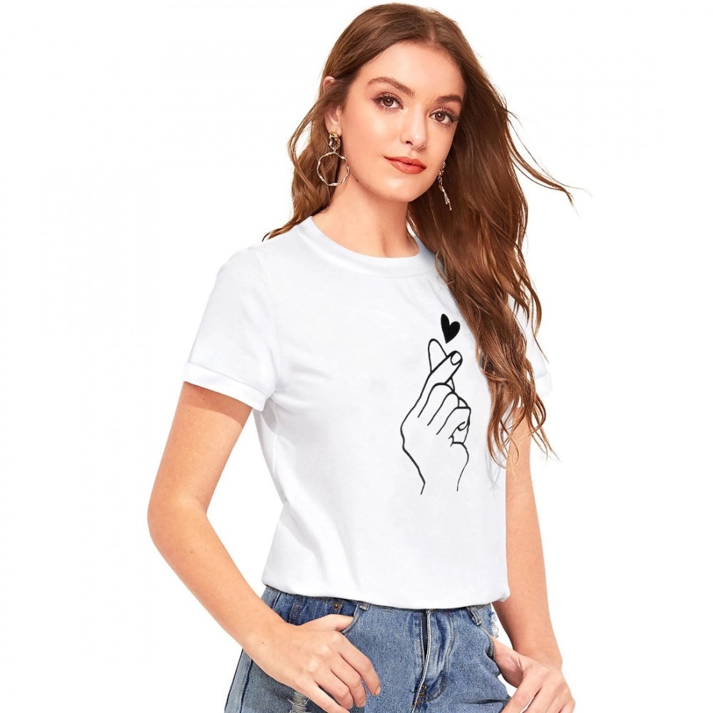 White cotton western wear t-shirt with printed design for women, suitable for machine wash or hand wash (S36, M38, L40, XL42)