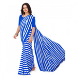 Women's Faux Georgette Saree With Blouse (Blue, 5-6Mtrs)
