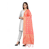Peach Banarasi silk floral printed dupatta, traditional Indian women's accessory (2-2.4 mtr)