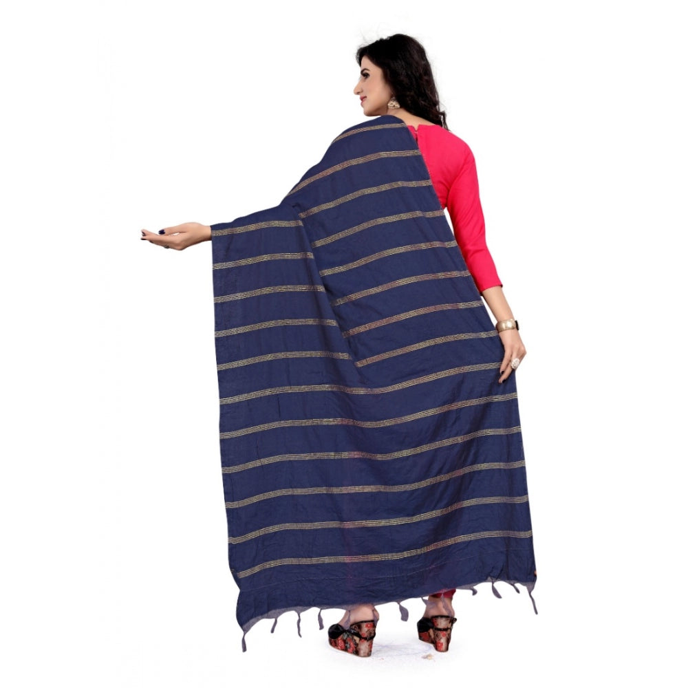 Blue cotton jari woven work dupatta (length: 2-2.4 mtr) for women's traditional wear, intricate pattern details visible