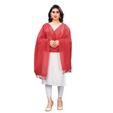 Maroon striped cotton silk dupatta for women (length: 2-2.4 mtr)