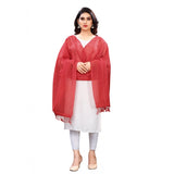 Maroon striped cotton silk dupatta for women (length: 2-2.4 mtr)