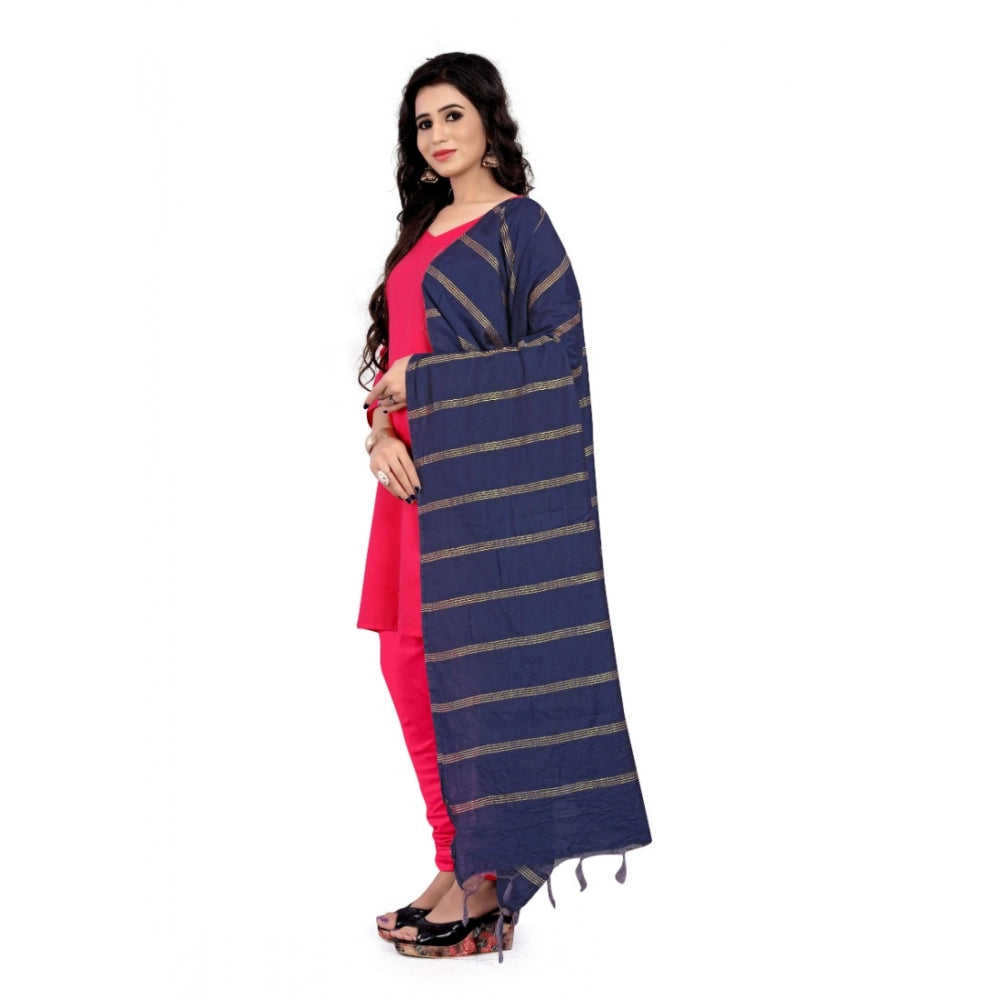Blue cotton jari woven work dupatta, 2-2.4 mtr length for women's traditional wear