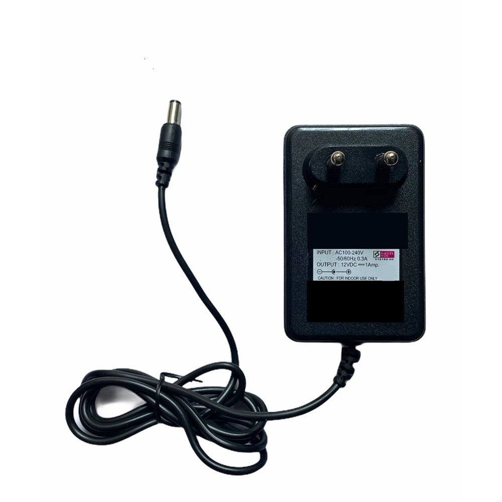 Black 12V 1A Power Adapter for Set Top Box, CCTV System, Router, and other electronics with DC Pin