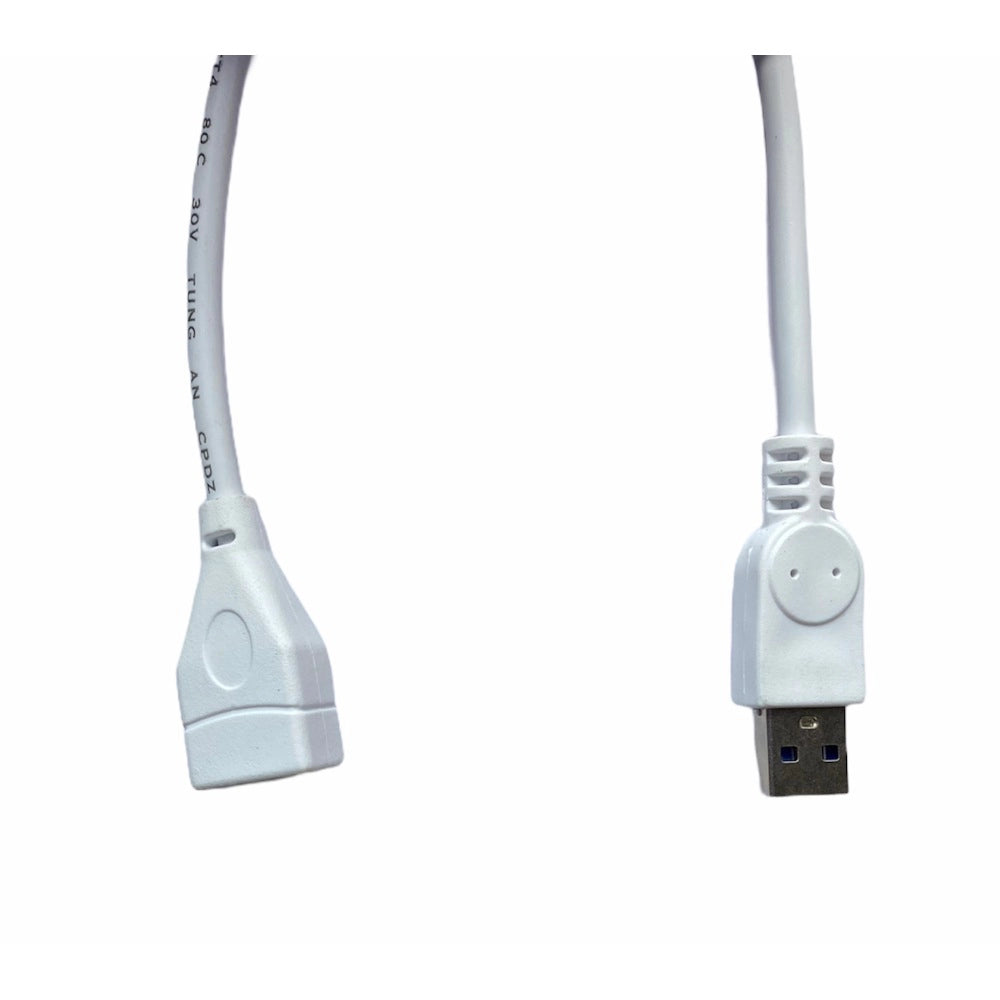 White USB Male to Female Extension Cable, supports LCD, LED, TV USB ports for connecting Printer, PC, External Hard Drive