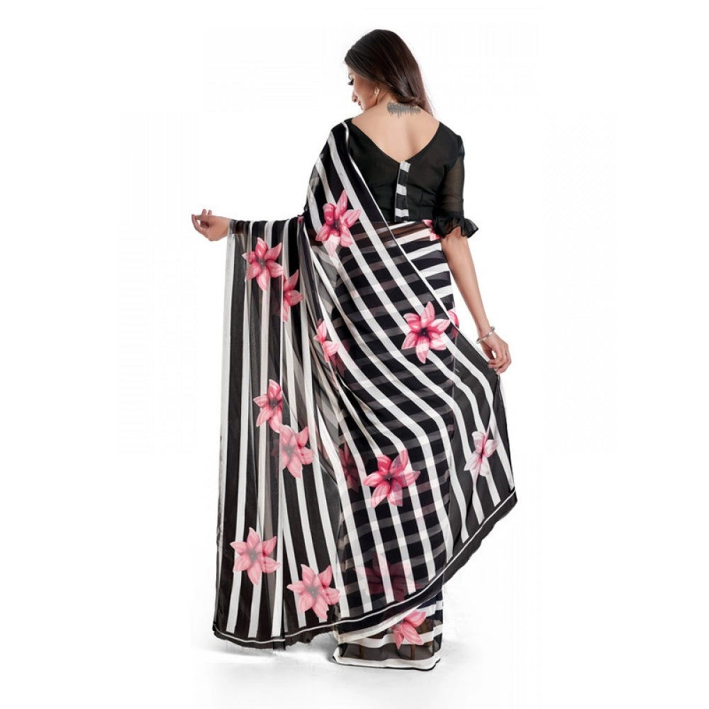 Pink Georgette Saree with Blouse (5-6mtrs), casual and festive wear for women on display