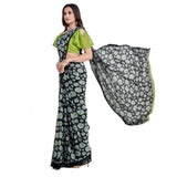 Green Georgette Saree with Blouse (5-6mtrs), casual, festive wear for women