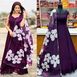 Georgette 03wine printed dupata, sleeveless with short sleeves for XS-6XL sizes, Indian fashion accessory on mannequin