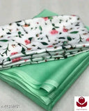 Chiffon green saree & silk net blouse from Misva Enterprise, India - Single size, free-flowing outfit