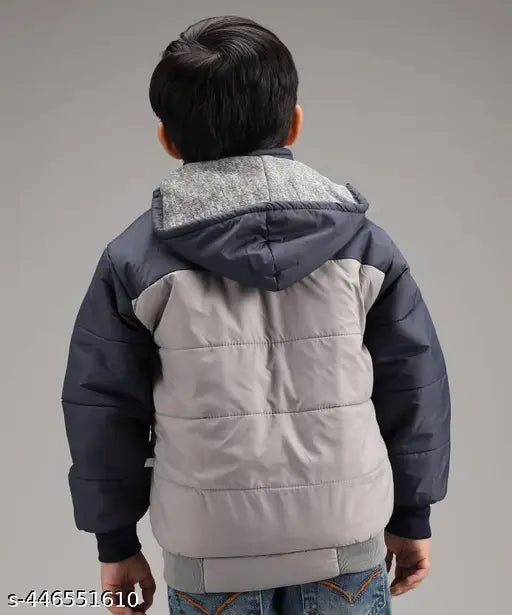 Aqua Blue Nylon Jacket for Boys - Colorblocked style, perfect for outdoors and casual events