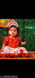 Trending exclusive baby cotton Hakoba Shuli design colorblocked saree with stitch blouse and short sleeves, ideal for Annaprasan or Durga Pooja