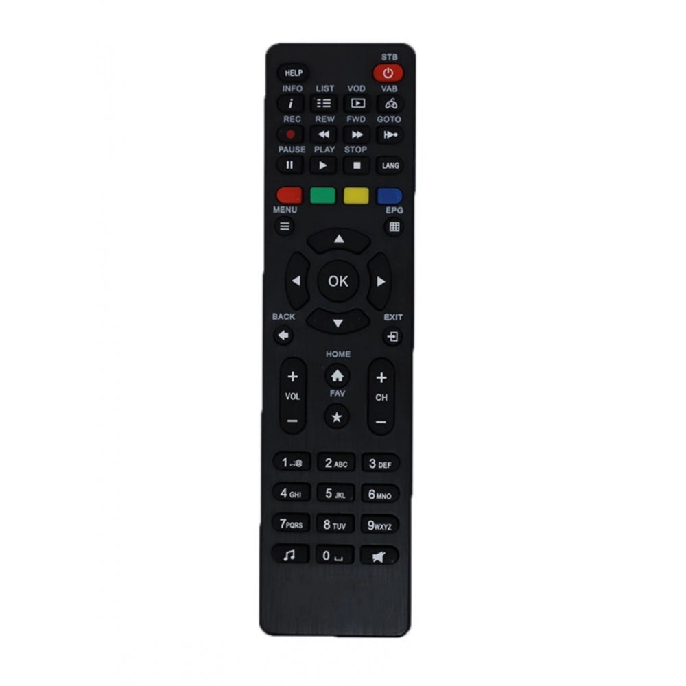 Multi color remote control for NXT Digital Set Top Box, compatible and with recording feature. Infrared connector, zinc carbon battery, max range 30 feet. Ergonomic design for easy grip and long-distance use