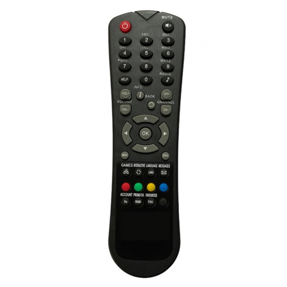 Multi-colored Infrared remote control for Hathway Set Top Box, compatible with original functions, ergonomic design, long range of 30 feet, Zinc Carbon battery
