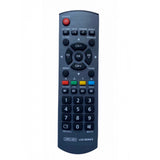 Multi-colored LCD/LED remote URC 401 compatible with Panasonic TV, long-range infrared, ergonomic design for easy grip and use