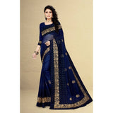 Navy Blue Net Saree and Blouse (5-6mtrs), casual, festive wear for women
