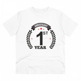 White PC Cotton 1st Anniversary Printed T-Shirt (180GSM), half sleeve, round neck, casual occasion for men