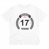 White PC Cotton Men's 17th Anniversary Printed Half Sleeve T-Shirt (Casual wear)