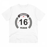 White PC Cotton Men's 16th Anniversary Printed T-Shirt (Half Sleeve, Round Neck)