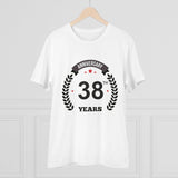 White PC Cotton Men's 38th Anniversary Printed T-Shirt (180GSM), half sleeve, round neck, casual occasion