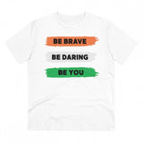 White PC Cotton Men's Be Brave Be You Printed Half Sleeve T-Shirt, 180GSM thread count