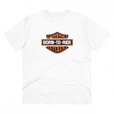 White PC cotton men's bike ride design half sleeve t-shirt (180GSM), casual occasion wear