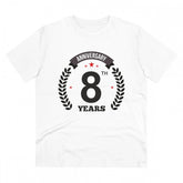 White PC Cotton 8th Anniversary Printed Men's T-Shirt (Half Sleeve, Round Neck)