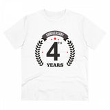 White PC Cotton Men's 4th Anniversary Printed T-Shirt (Half Sleeve, Round Neck, 180GSM)