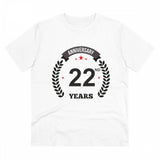 White PC Cotton Men's 22nd Anniversary Printed Half-Sleeve T-Shirt (180GSM), casual occasion