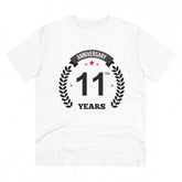 White PC Cotton Men's 11th Anniversary Printed Half Sleeve T-Shirt, 180GSM thread count