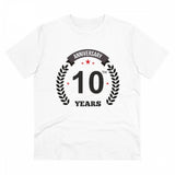 White PC Cotton Men's 10th Anniversary Printed T-Shirt (180GSM), half sleeve, round neck, casual occasion