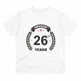 White PC Cotton 26th Anniversary Men's T-Shirt (Half Sleeve, Round Neck)