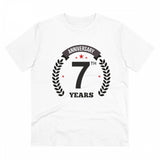 White PC Cotton Men's 7th Anniversary Printed T-Shirt, half sleeve, round neck design for casual occasions