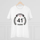 White PC Cotton 41st Anniversary Printed T-Shirt (Half Sleeve, Round Neck) - Men's Casual Wear