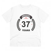 White PC Cotton Men's 37th Anniversary Printed T-Shirt (180GSM), half sleeve round neck, casual occasion