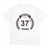White PC Cotton Men's 37th Anniversary Printed T-Shirt (180GSM), half sleeve, round neck, casual occasion