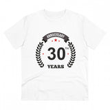 White PC Cotton Men's 30th Anniversary Printed T-Shirt (180GSM), half sleeve, round neck design for casual occasions