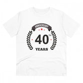 White PC Cotton 40th Anniversary Men's T-Shirt with half sleeves and round neck
