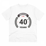 White PC Cotton Men's 40th Anniversary Printed T-Shirt (180GSM), half sleeve round neck, casual occasion