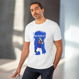 White PC cotton cricket design printed men's t-shirt, half sleeve with round neck, 180GSM thread count