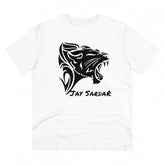 White PC Cotton Jay Sardar Printed Men's T-Shirt (180GSM), casual wear on model