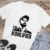 White PC cotton cricket design printed men's t-shirt (180GSM), half sleeve round neck casual wear