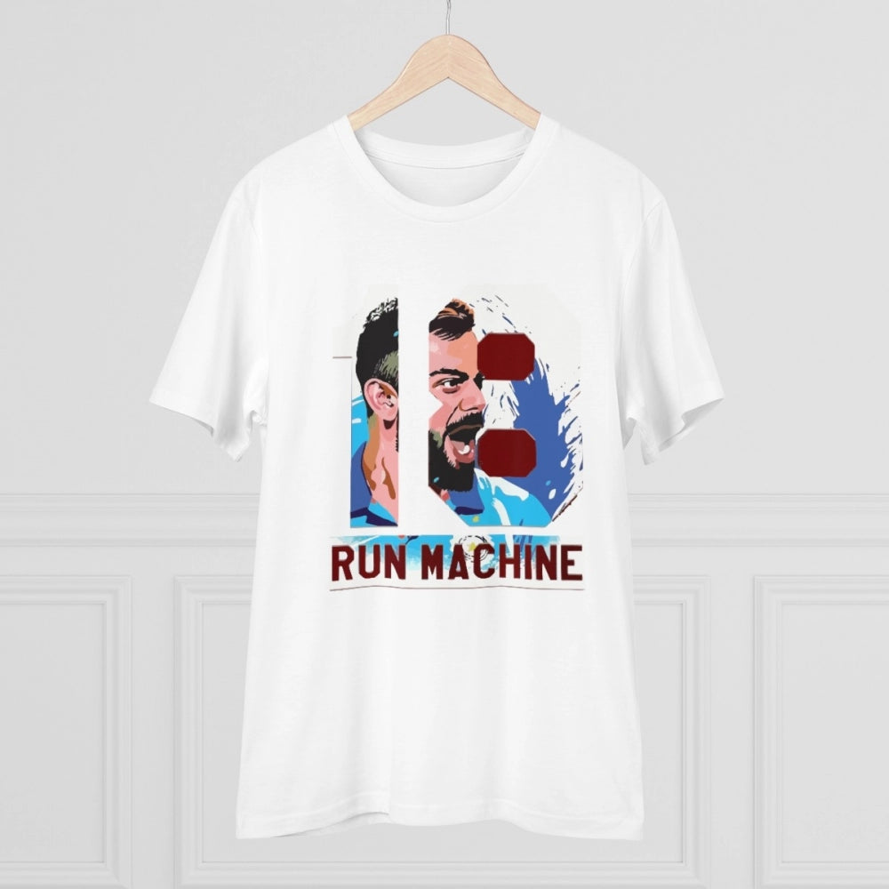 White PC Cotton men's cricket design printed half sleeve t-shirt (180GSM), casual occasion