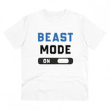 White PC Cotton Men's T-Shirt with Beast Mode Print, half sleeve, round neck, 180GSM