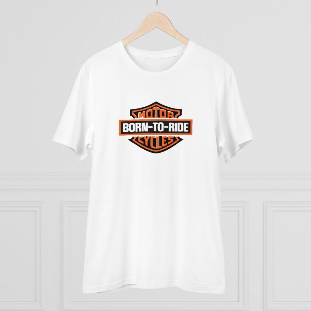 White PC Cotton Men's Bike Ride Design Half Sleeve T-shirt, 180GSM quality casual wear